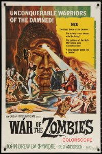 8t961 WAR OF THE ZOMBIES 1sh 1965 John Drew Barrymore vs warriors of the damned, Reynold Brown art!