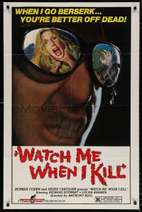 8t963 WATCH ME WHEN I KILL 1sh 1977 cool art of scared girl in killer's mirrored sunglasses!