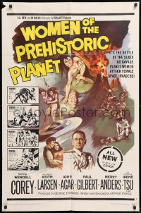 8t980 WOMEN OF THE PREHISTORIC PLANET 1sh 1966 savage planet women attack female space invaders!