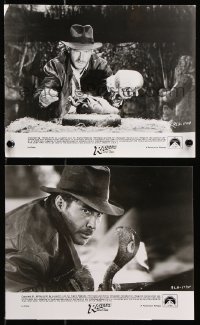8w983 RAIDERS OF THE LOST ARK 2 8x10 stills 1981 w/best scene of Harrison Ford about to steal idol!