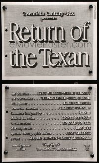 8w985 RETURN OF THE TEXAN 2 8x10 stills 1952 Delmer Daves cowboy western, title and credits!