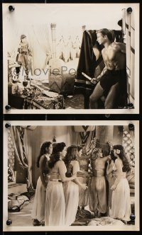 8w993 TARZAN & THE SLAVE GIRL 2 8x10 stills 1950 Lex Barker about to attack bad guy + sexy ladies!