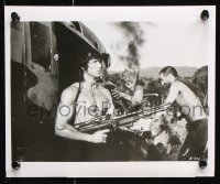 8w984 RAMBO FIRST BLOOD PART II 2 8x10 stills 1985 great images of Sylvester Stallone & big guns!