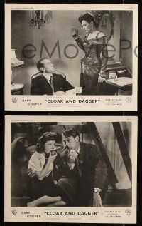 8w751 CLOAK & DAGGER 6 English FOH LCs 1946 great images of Gary Cooper & Lilli Palmer, Fritz Lang