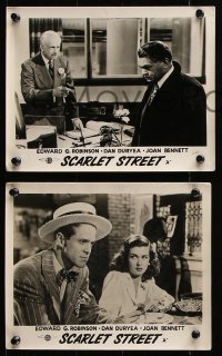 8w888 SCARLET STREET 4 English FOH LCs R1950s Fritz Lang film noir, Robinson, Bennett, Duryea!