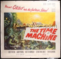 8x004 TIME MACHINE linen 6sh 1960 H.G. Wells, George Pal, great Reynold Brown sci-fi artwork, rare!