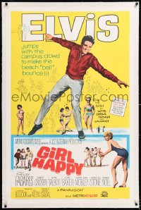8x095 GIRL HAPPY linen 1sh 1965 great image of Elvis Presley dancing, Shelley Fabares, rock & roll!