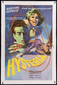 8x110 HYSTERIA linen 1sh 1965 Webber, Hammer horror, will shock you out of your seat, Freddy Francis