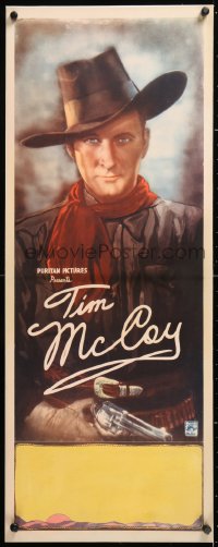 8x020 TIM MCCOY linen insert 1930s wonderful portrait of the cowboy star holding gun, ultra rare!