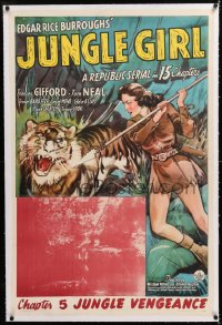 8x123 JUNGLE GIRL linen chapter 5 1sh 1941 art of Gifford, Edgar Rice Burroughs, Jungle Vengeance!