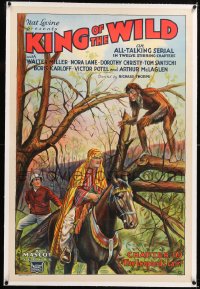 8x125 KING OF THE WILD linen chapter 10 1sh 1931 stone litho of half-man half-ape attacking hunters!