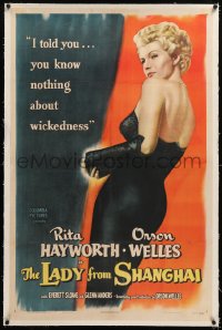 8x126 LADY FROM SHANGHAI linen 1sh 1947 sexy blonde Rita Hayworth, you know nothing about wickedness