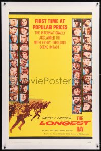 8x130 LONGEST DAY linen 1sh 1962 Zanuck's World War II D-Day movie with 42 international stars!