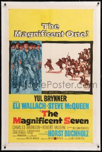 8x132 MAGNIFICENT SEVEN linen 1sh 1960 Yul Brynner, Steve McQueen, Sturges 7 Samurai cowboy remake!