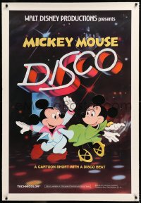 8x140 MICKEY MOUSE DISCO linen 1sh 1980 Disney cartoon with a disco beat, great dancing image!
