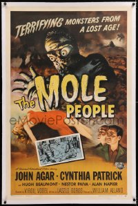 8x142 MOLE PEOPLE linen 1sh 1956 from a lost age, horror crawls from the depths of the Earth!