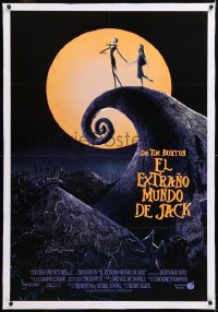 8x151 NIGHTMARE BEFORE CHRISTMAS linen int'l Spanish language 1sh 1993 Tim Burton, Jack & Sally!