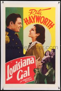 8x154 OLD LOUISIANA linen 1sh R1946 Tom Keene & beautiful Louisiana Gal Rita Hayworth, rare!