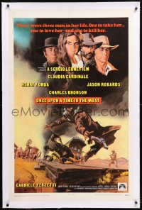 8x158 ONCE UPON A TIME IN THE WEST linen 1sh 1969 Leone, art of Cardinale, Fonda, Bronson & Robards!