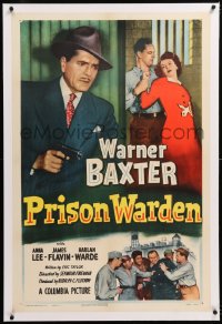8x166 PRISON WARDEN linen 1sh 1949 Warner Baxter's wife Anna Lee is having affair with a convict!