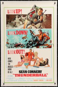 8x202 THUNDERBALL linen 1sh 1965 McGinnis & McCarthy art of Connery as Bond, uncropped tank style!