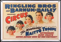 8y054 RINGLING BROS & BARNUM & BAILEY COMBINED CIRCUS linen 28x41 circus poster 1937 tightrope act!