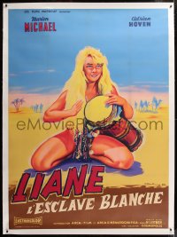 8y011 NATURE GIRL & THE SLAVER linen French 1p R1960s Belinsky art of Marion Michael as Liane, rare!