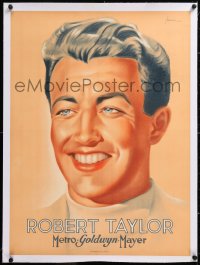 8y137 ROBERT TAYLOR linen French 23x31 1930s Joseph Benari art of the MGM leading man, ultra rare!