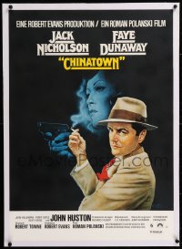 8y120 CHINATOWN linen German 1974 Roman Polanski directed classic, cool art of Nicholson by Amsel!