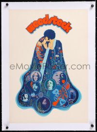 8y124 WOODSTOCK linen German 16x23 1970 classic rock & roll concert, great Richard Amsel art!