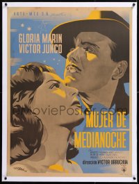 8y089 MUJER DE MEDIANOCHE linen Mexican poster 1952 great Carlos Vega art of Gloria Marin & Junco!