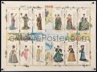 8y077 NEW YORK HERALD linen calendar 1904 each month had art of a woman by a different artist!