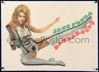 8y074 BARBARELLA linen 20x28 Italian special poster 1968 different image of sexy Jane Fonda w/gun!