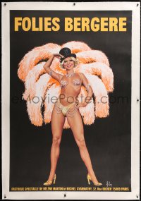 8y028 FOLIES BERGERE linen 39x58 French stage poster 1977 Aslan art of sexy near-naked showgirl!