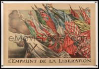 8y025 L'EMPRUNT DE LA LIBERATION linen 31x44 French WWI war poster 1918 great art by Abel Faivre!