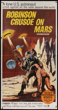 8z106 ROBINSON CRUSOE ON MARS 3sh 1964 cool art of Paul Mantee & his man Friday, ultra rare!