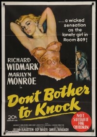 8z148 DON'T BOTHER TO KNOCK Aust 1sh 1952 classic art of sexy Marilyn Monroe, Widmark, ultra rare!