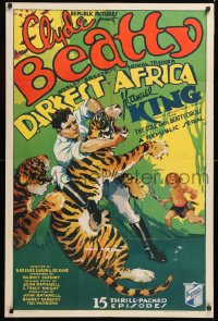 8z159 DARKEST AFRICA whole serial 1sh 1936 great art of Clyde Beatty fighting tigers, ultra rare!