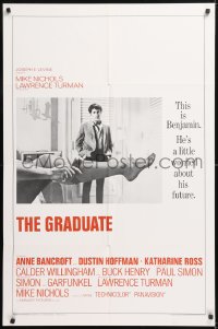 8z164 GRADUATE pre-Awards style A 1sh 1968 classic image of Dustin Hoffman & sexy leg, very rare!