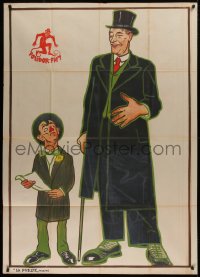 8z085  POLIDOR'S INTIMATE FRIEND Italian 1p 1913 caricature art of the tiny comedian next to a giant