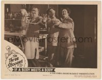 8z120 IF A BODY MEETS A BODY LC 1945 Three Stooges with Curly dancing with lab skeleton, rare!