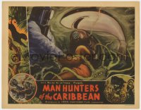 8z222 MAN HUNTERS OF THE CARIBBEAN LC 1938 best art of deep sea divers & underwater creatures!