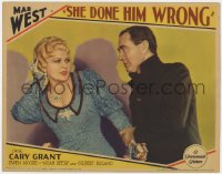 8z230 SHE DONE HIM WRONG LC 1933 close up of scared Mae West manhandled by Owen Moore, very rare!