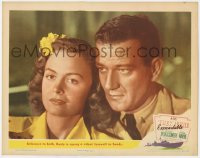 8z238 THEY WERE EXPENDABLE LC #7 1945 super close up of John Wayne in uniform & pretty Donna Reed!