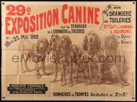 8z076 29E EXPOSITION CANINE 45x61 French dog show poster 1900 great P. Mahler art of six hounds!