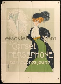 8z074 LE CORSET PERSEPHONE 46x63 French advertising poster 1907 Misti art of woman wearing it!