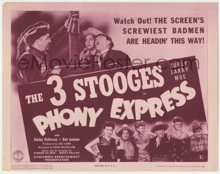 eMoviePoster.com: 8z117 PHONY EXPRESS TC 1943 Three Stooges, Moe, Larry ...