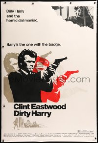9a005 DIRTY HARRY 40x60 1971 great art of Clint Eastwood with gun & head in motion from 6-sheet!