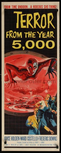 9a041 TERROR FROM THE YEAR 5,000 insert 1958 wonderful art of the hideous she-thing, classic image!