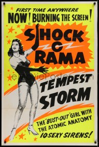 9a060 SHOCK-O-RAMA dayglo 1sh 1955 Temest Storm, the bust-out girl with the atomic anatomy, rare!